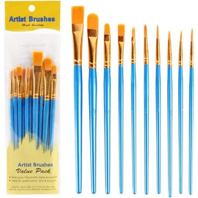 10 Pcs Paint Brush Set, Round Pointed Tip Paintbrushes, Nylon Hair Artist Acrylic Paint Brushes, for Acrylic Oil Watercolor, Detailing Painting Brush