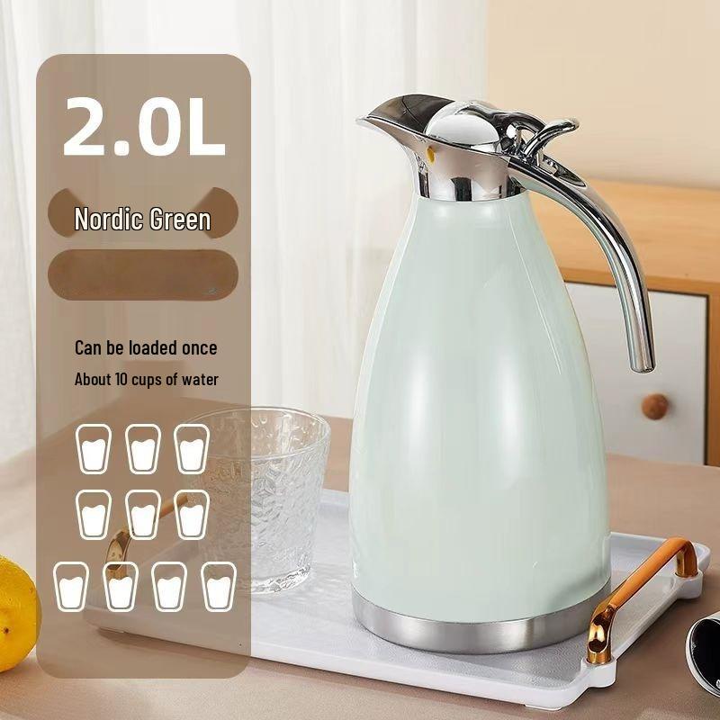 2L European Style Double Layer 304 Stainless Steel Insulated Hot & Cold Water Coffee Kettle