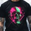Synthwave Fractal Skull Shirt, Abstract Shapes Cyberpunk Cybergoth Alternative Punk Gungecore Weirdcore Alt Clothing Industrial Neon Rave
