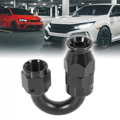 AN6 180 Degree Swivel Car Hose End Fitting Black for PTFE Fuel Oil Line Adapter
