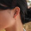 Women Trendy Gold Plated Copper Cubic Zirconia Row Huggies, Chic Rectangle Geometric CZ Stone Hoop Earrings