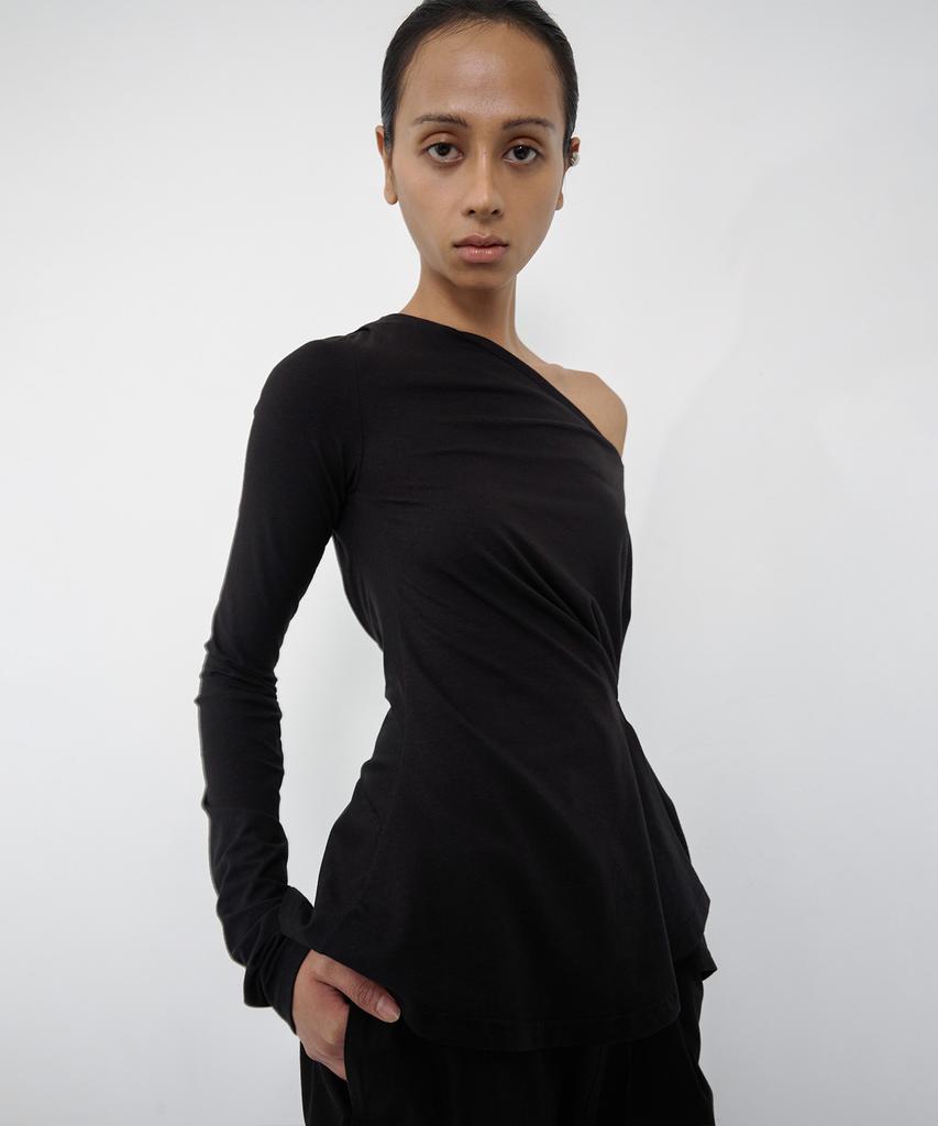 Nash Incline One Shoulder Long Sleeve Black
