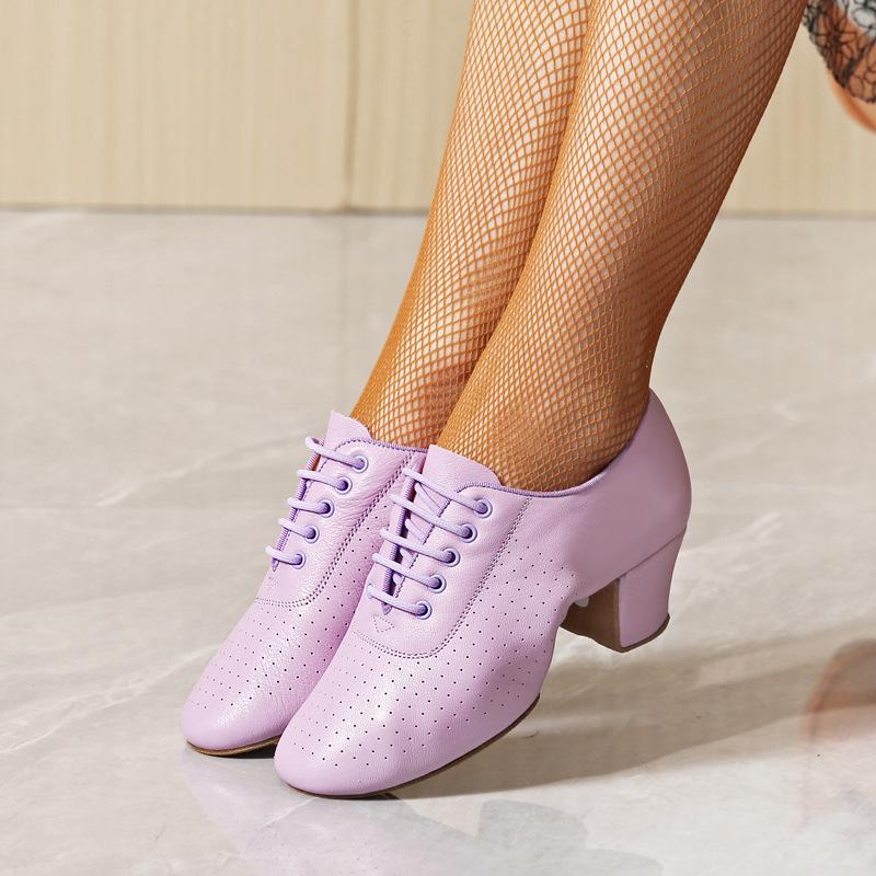 Scarpe da ballo in pelle con fondo morbido da interno per donna, da donna, moderne, Jazz, Latine, Sneakers traspiranti, da ballo, fitness, sportive da donna