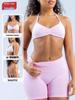 Reggiseno Sportivo Senza Ferretto in Nylon Opaco Altamente Elastico ad Asciugatura Rapida per Corsa, Fitness e Yoga