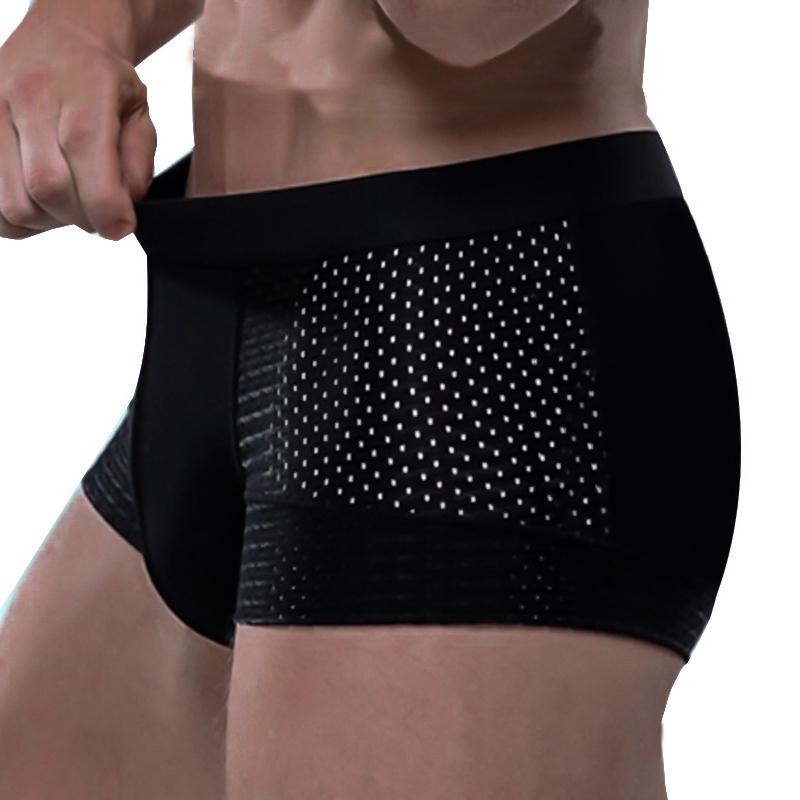 1/4 SZT Męskie Bokserki Bambusowe Majtki Bielizna Bokserki Oddychające Hombre Dziura Seksowne Szorty Lingerie Siateczkowe Majtki