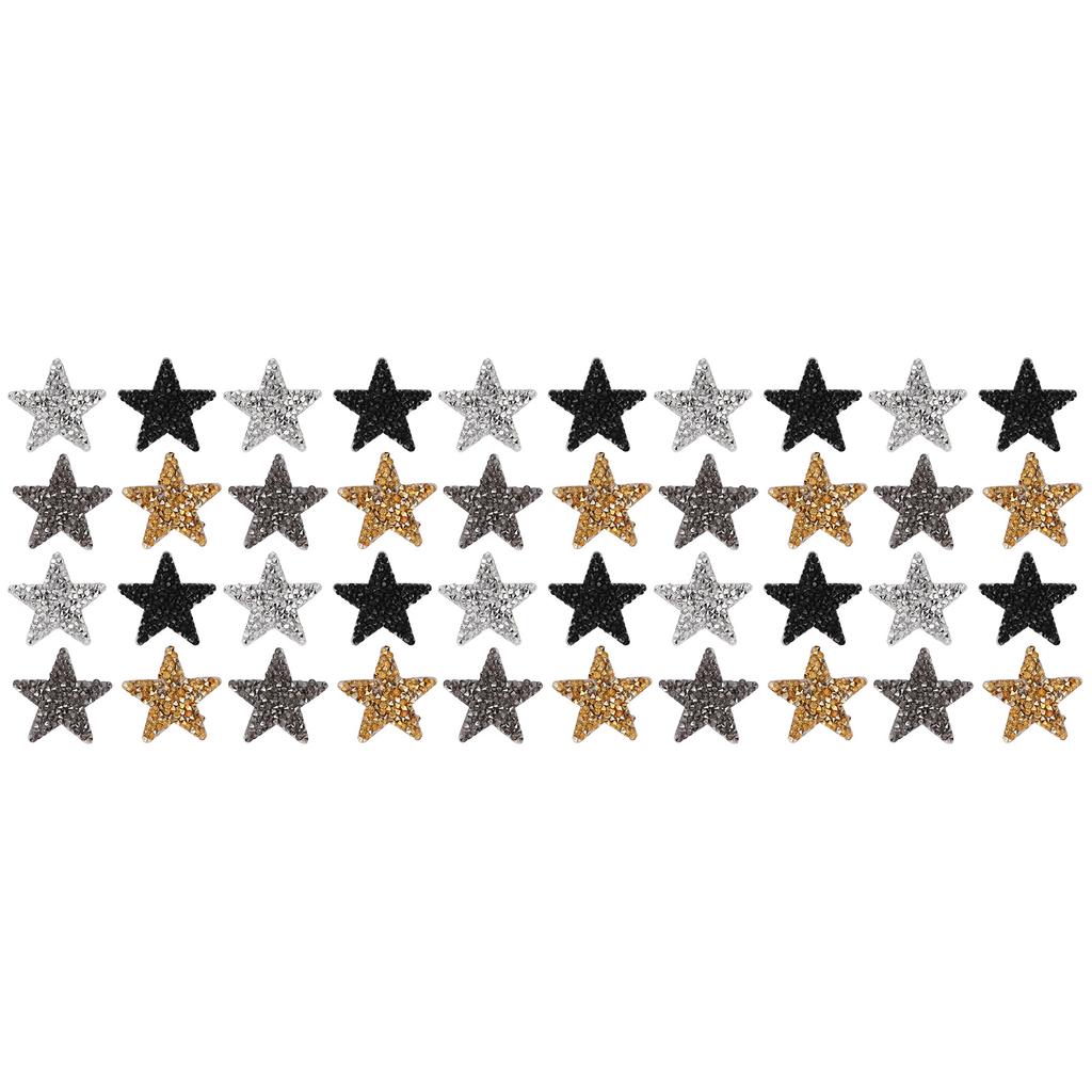 40Pcs Iron On Patches Rhinestones Star Pattern Delicate Decorative Cloth Patches 4 X 4cm
