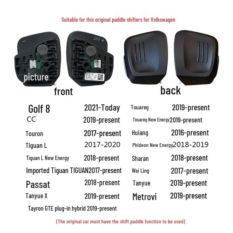 Steering Wheel Shift Paddles for Golf 8/Sharan/Viloran '19/CC/Teramont/Phideon MK7/Tiguan L