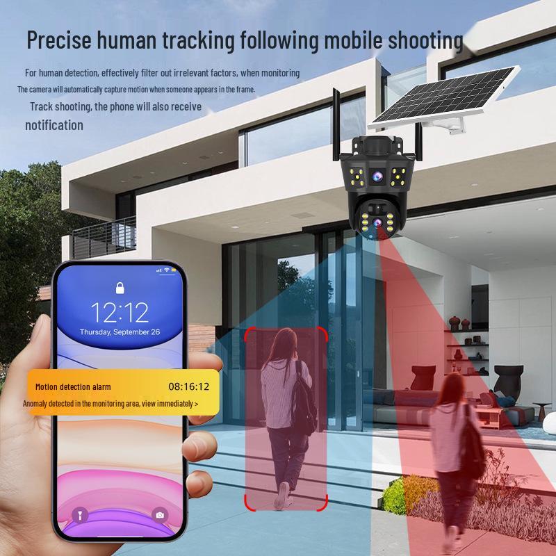 4G Outdoor 360° Night Vision Camera with Mobile Remote and Triple Screen Monitoring