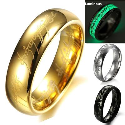 The 18K Gold Plated Ring with Bead Chain 316L Stainless Steel Men Women Jewelry