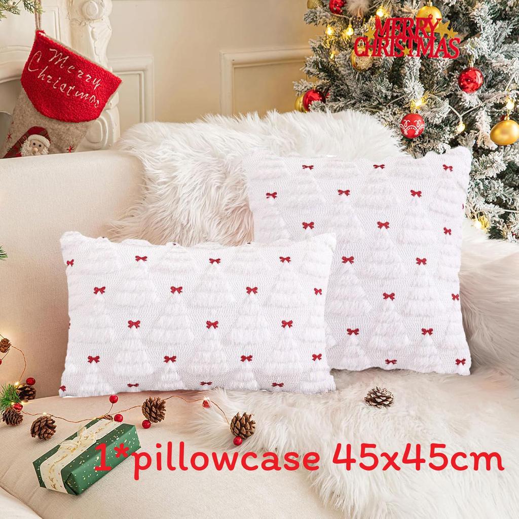 Christmas Plush Pillow Cover With Geometric Snowflake Design For Home Decor And Gift