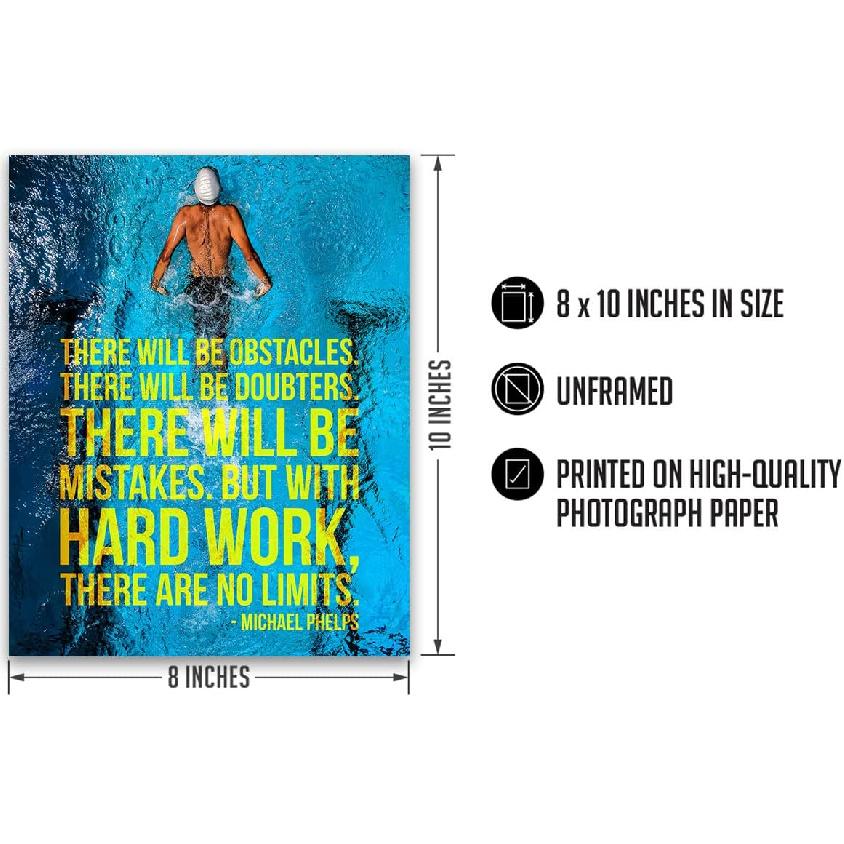 Govivo Michael Phelps pirational wall decor - Motivational wall art for swimming enthusiasts - Positive affirmations wall decor - 8x10 unframed print