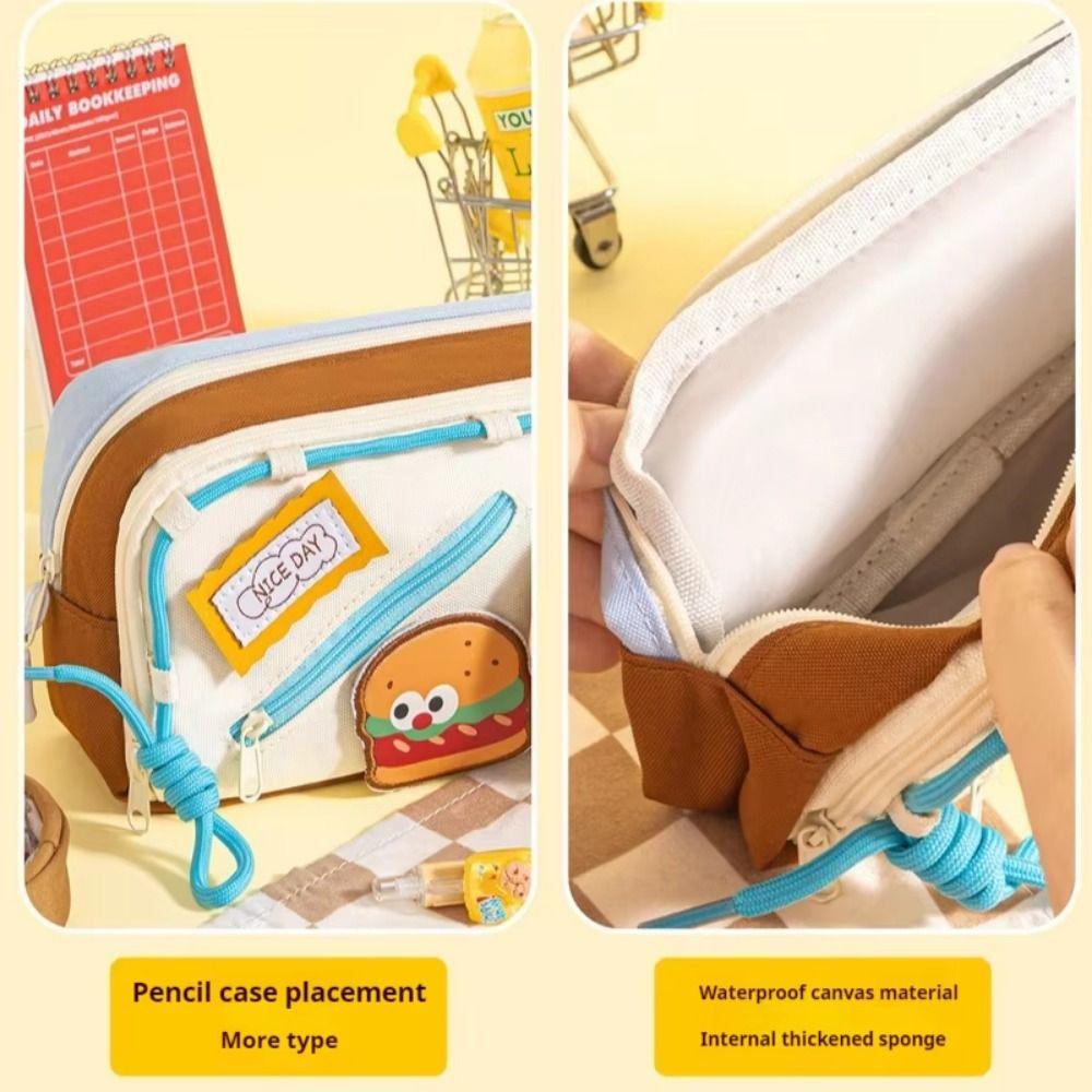 Large Capacity Hamburger Pencil Case Aesthetic Bag Organizer Box School Cases Pouch  Student
