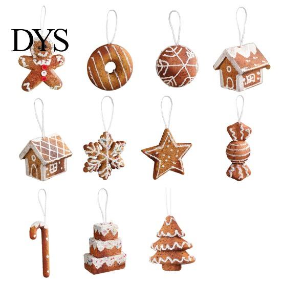 Environmentally Friendly Christmas Decor Ornaments 3D Foam Gingerbread/Star/Candy Cane Decoration Multi-size Sticky Powder Hanging for Xmas