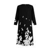 Women's Fashionable Casual Long-Sleeved Round Neck Floral Print Zipper Dress