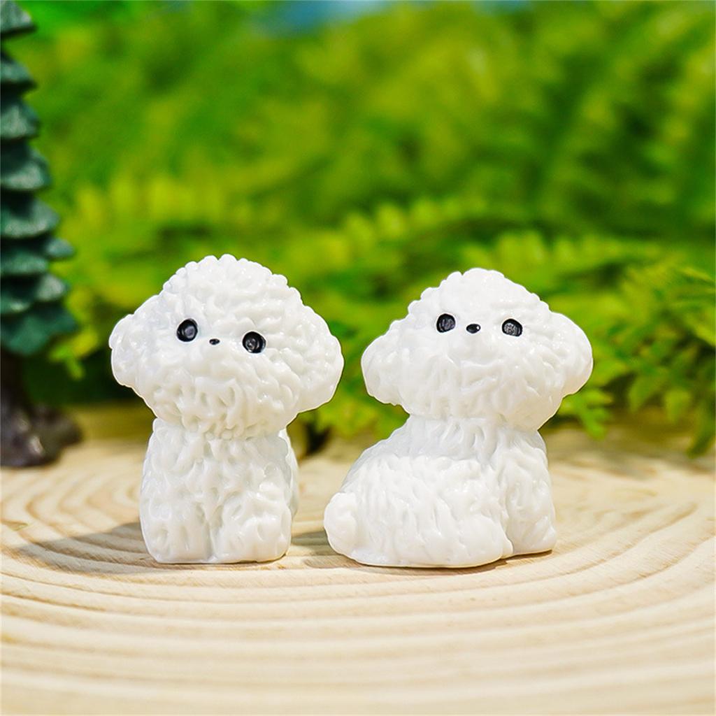 Set Of 10 Bichon Frise Puppy Miniature Sculptures for DIY Terrariums and Office Decoration