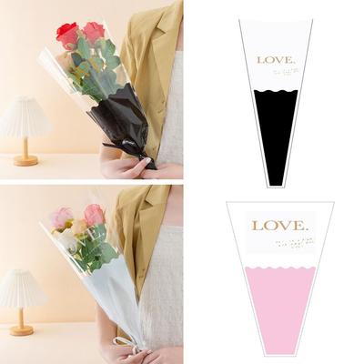 50 PCS Wrapping Sleeve Bouquet Packing Bag Transparent Flower Packaging Bag  Valentine's Day