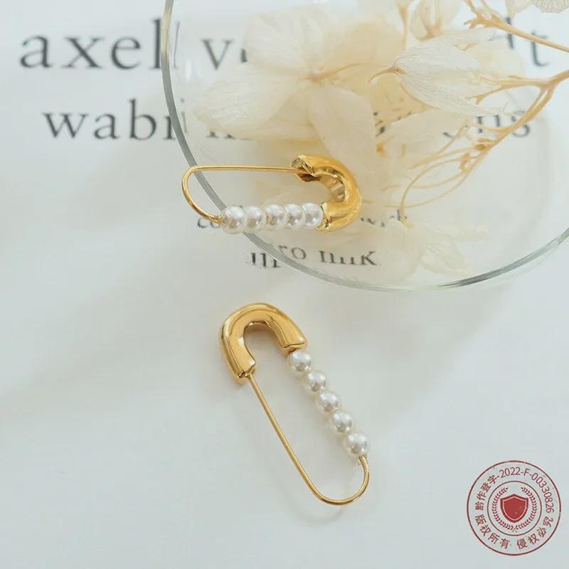 Chic Autumn/Winter Imitation Pearl Paper Clip Earrings - Stylish, Versatile, Light Luxury.