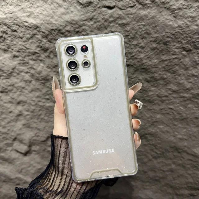 Night Light Luminous Bling Glitter Clear Case for Samsung Galaxy S22 S24 Ultra S23 Plus S21 FE Glowing Silicone Soft Cover