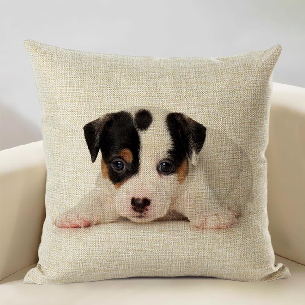 Nordic Animal Portrait Decorative Cushion Cover Dog Fashion Sofa Pillow Cover 45x45cm Linen Children's Gift Dog Companion