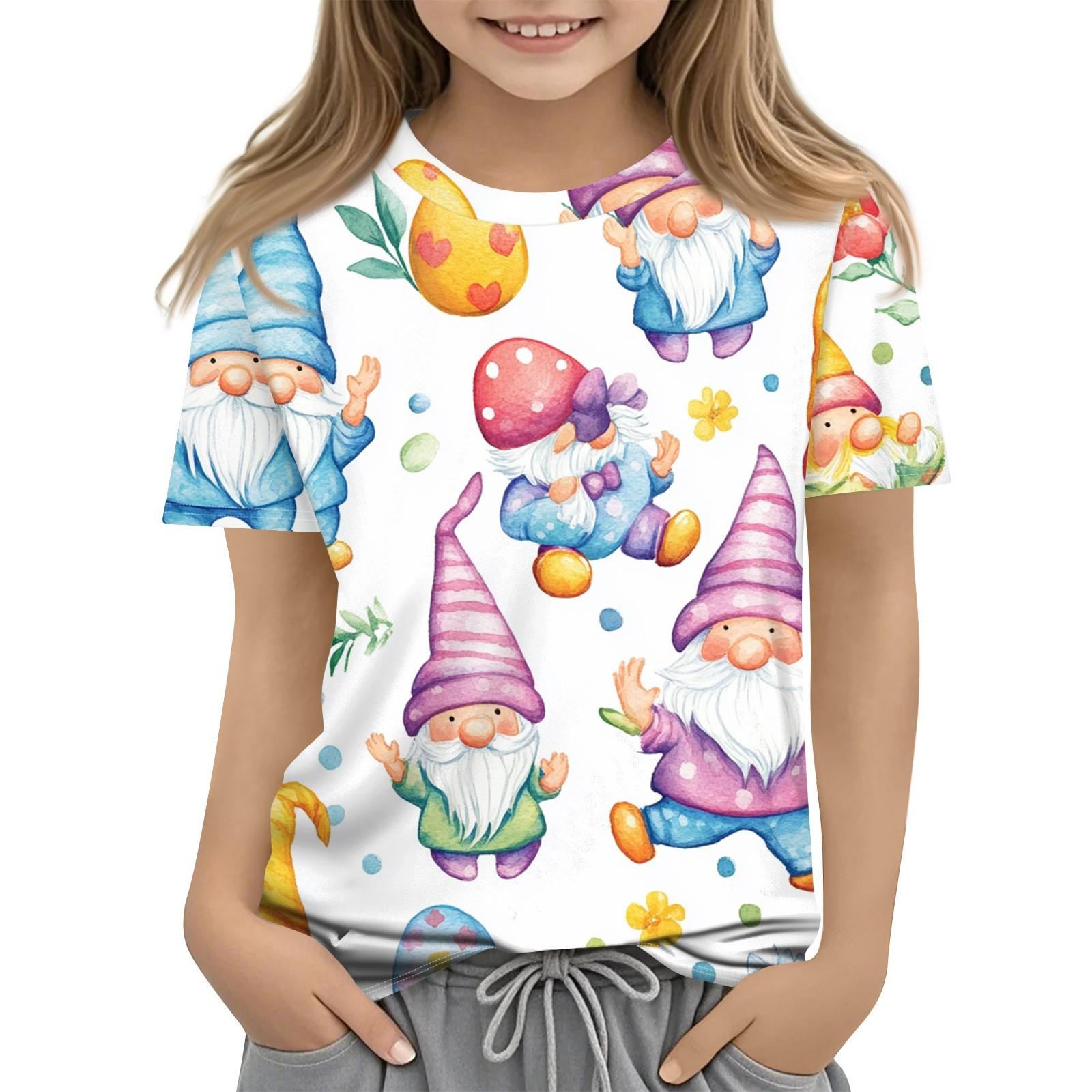 

Детская модная повседневная футболка с коротким рукавом и принтом в виде Пасхи и круглым вырезом 160 белый