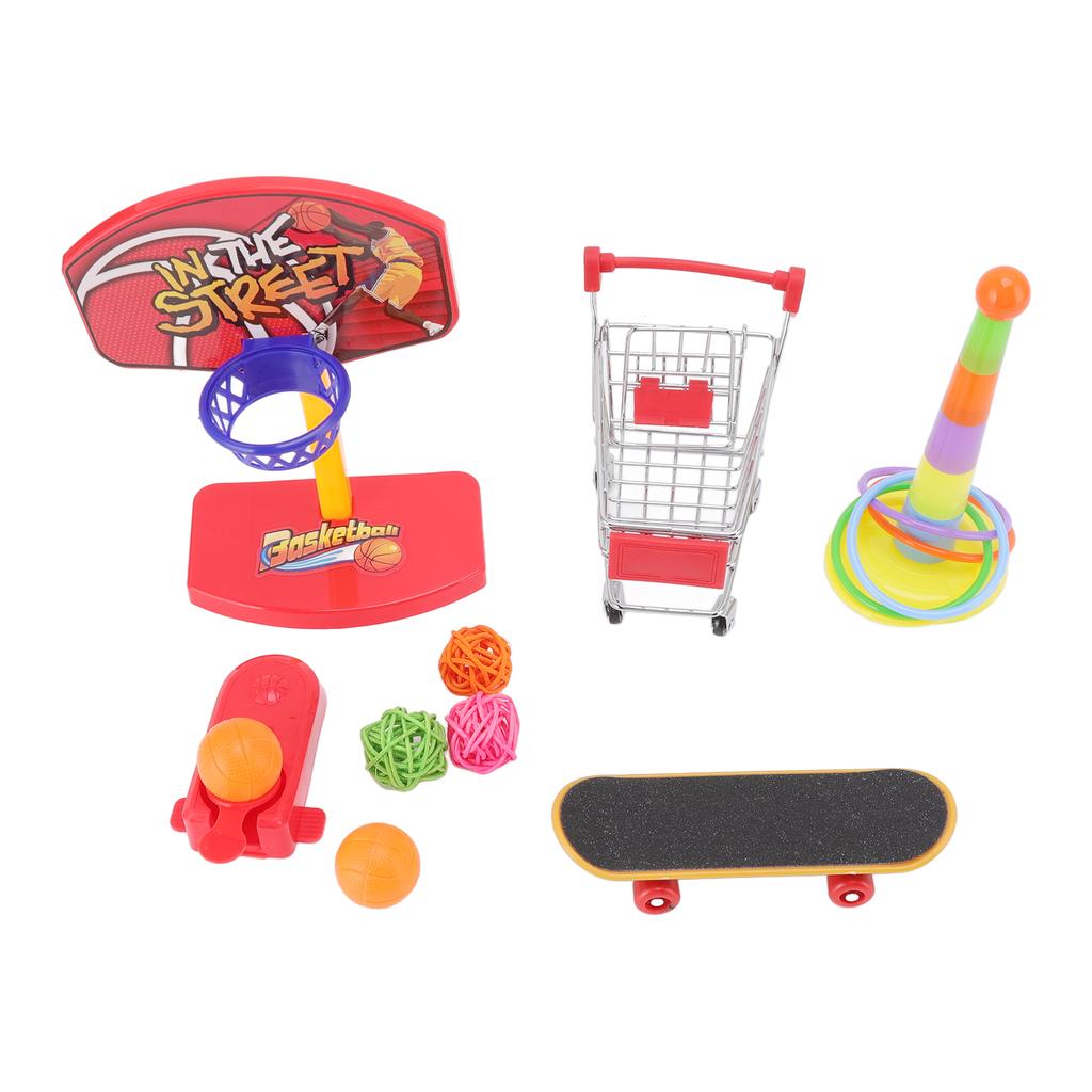 4pcs Bird Training Toys Interactive Fun Basketball Skateboard Trolley Parrot Toys for Budgie Parakeet Cockatiel