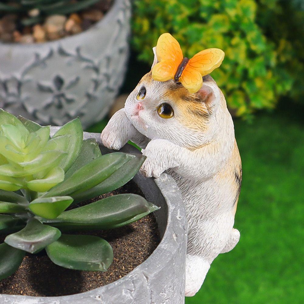 

Mini Cat Flower Pot Ornament Kawaii Lovely Kittens Miniature Decor Desk Style 2