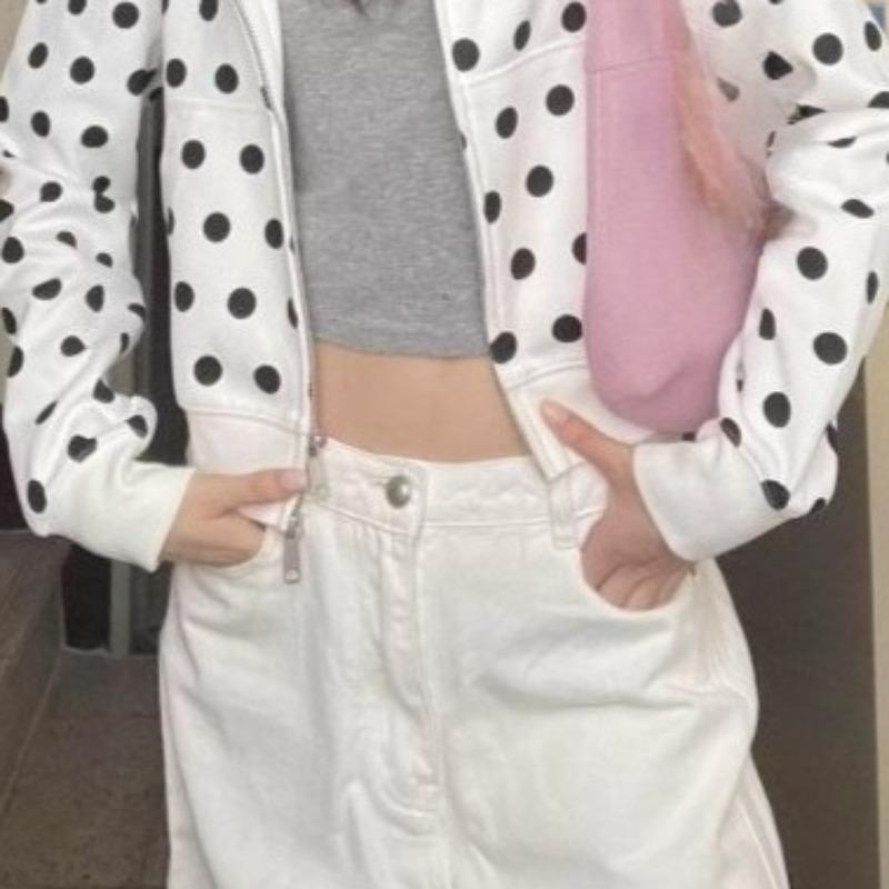 OCEANLOVE Y2k Kleidung Hoodies Damen Polka Dot Herbst Winter Sweatshirts Koreanische Mode Süß Vintage Sudaderas Mujer