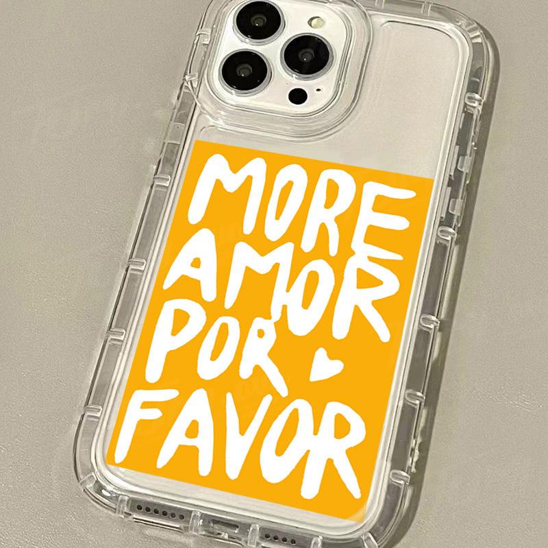 Colorful More Amor Por Favor Case For iPhone 16 15 14 13 12 11 Pro Max XS X XR 8 7 Plus SE 2020 Shockproof Clear Silicone Cover