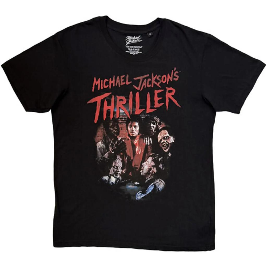 Michael Jackson T-Shirt Thriller Zombies Schwarz Vintage Streetwear Atmungsaktiv Grafik Herren Bequem