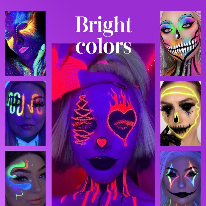 Palette di trucco Fluorescente UV Idrosolubile Trucco per feste di Halloween Palette di body painting Trucco per palcoscenico festivo