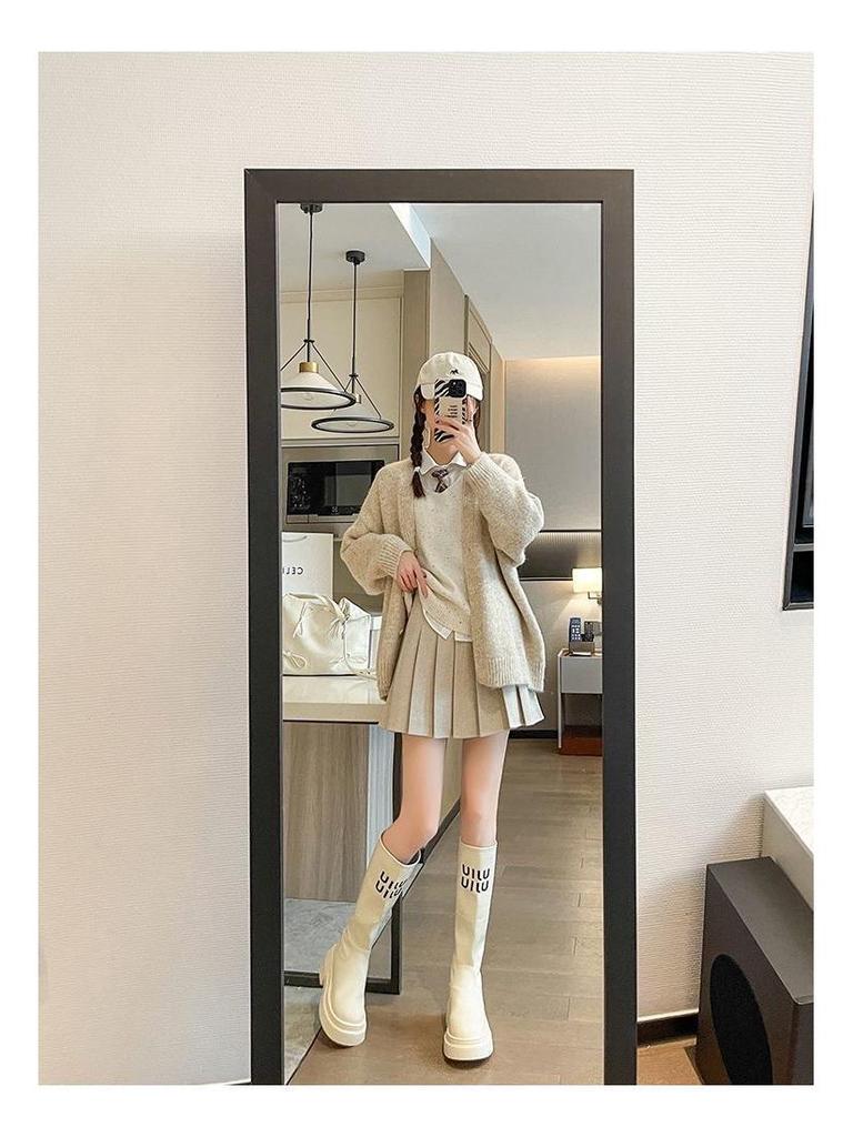 Autumn/Winter Thick Wool Pleated A-line Skirt - High Waist Slimming, Plus Size, Petite, Extended Length. 