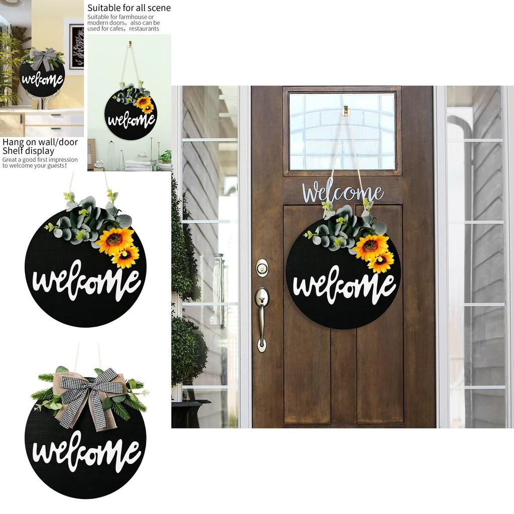 Delightful Welcome Rustic Door Decoration Featuring Sunflower And Bow For Seasons All