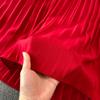 Summer Women's V-neck Short-sleeved Dress Knee-length Slim Temperament Waist Tie Large Swing Pleated Long Dress