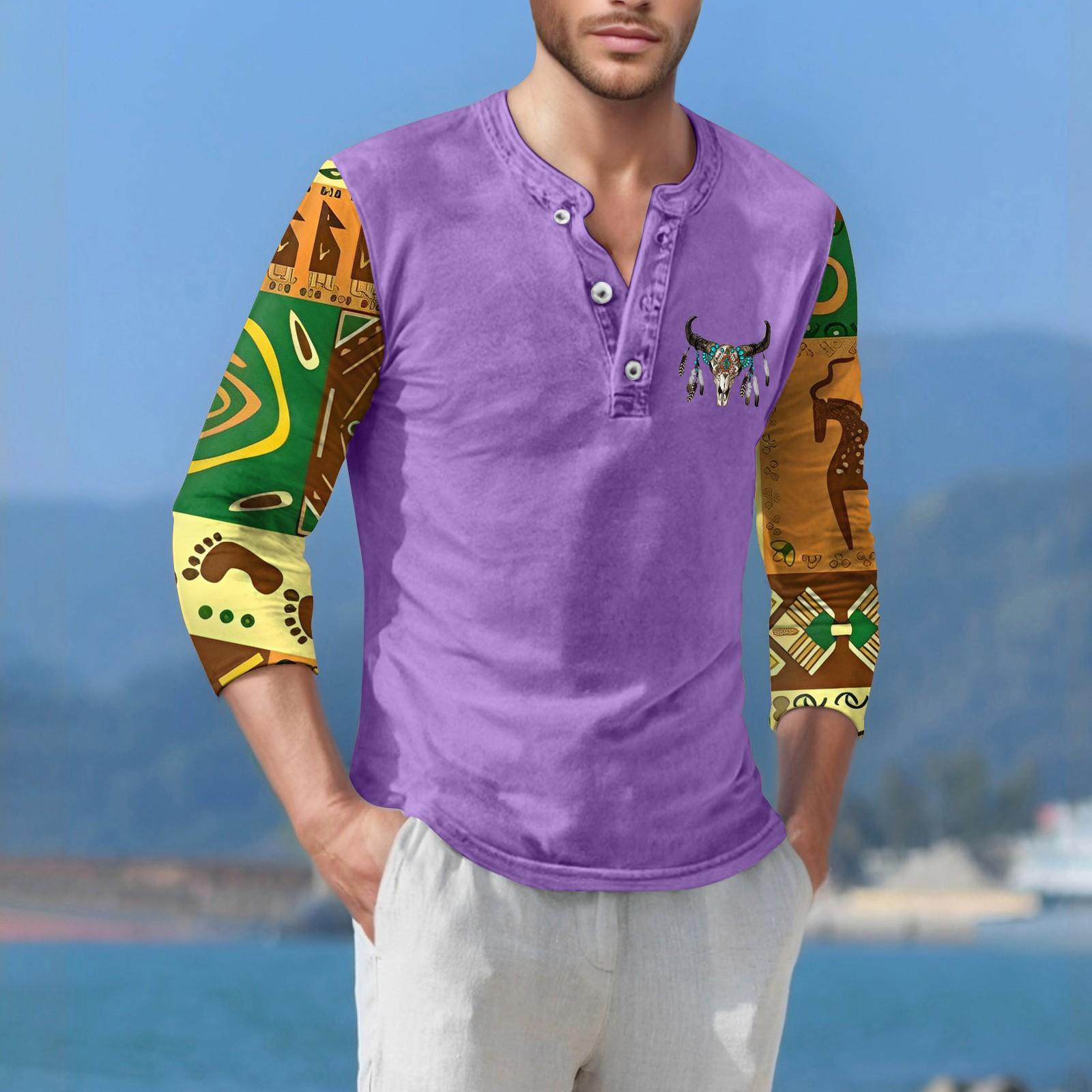 

Чоловіча футболка вуличного повсякденного стилю з довгими рукавами S фіолетовий