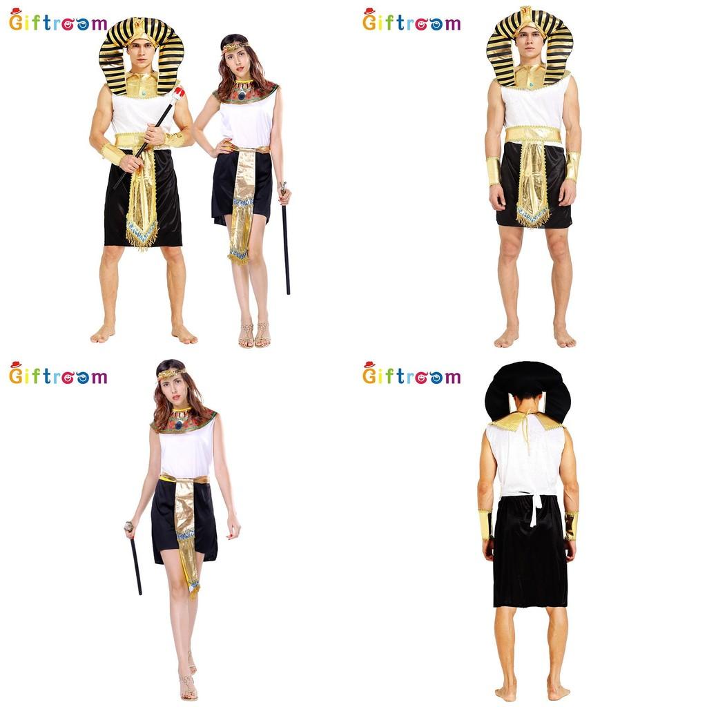 Luxurious Egyptian Pharaoh And Queen Costume Made Of Polyester For Unisex Dress Up Events