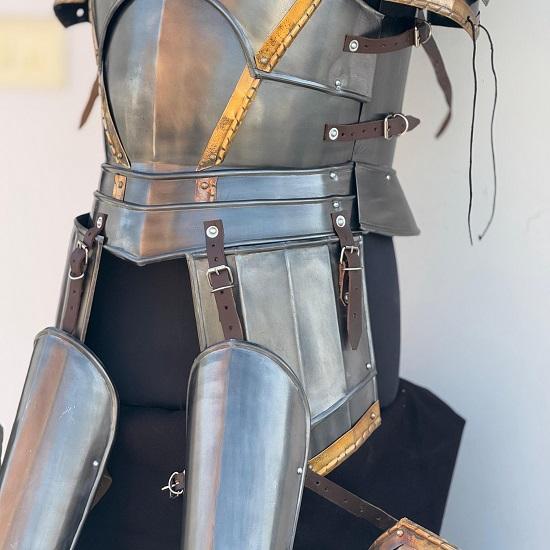 Moria Dwarf Dwarven Steel Knight Armor Suit Full Body Armor With Cuirass,Pauldrons,Bracers,Greaves,Helmet Cosplay  Larp LOTR Full Body Ar