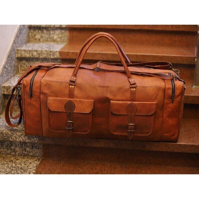 Leather Bag Genuine Travel Duffle Vintage Weekend Vibes Overnight Men S Luggage