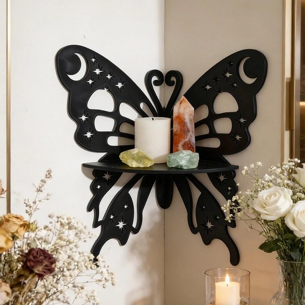 Floating Wall Mounted Shelf Hollow Out Wall Hanging Decor Butterfly Wall Corner Shelf Room Decor