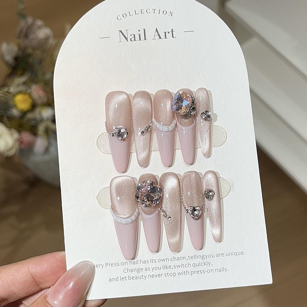 Miu Sweet Girl Heart Pure Desire K9 Diamond Powder French Side Light Glass Bead Cat Eye Wearing Armor