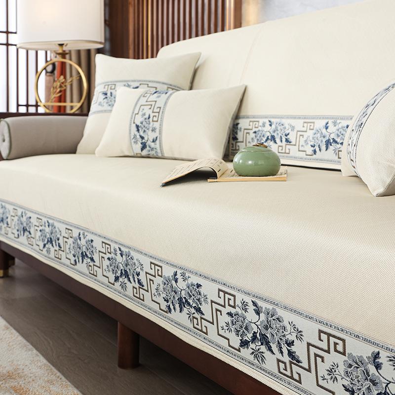 New Chinese Style Sofa Cushion Summer Four Seasons Non-Slip Solid Wood Three-Seat Cushion Summer High-Grade Rosewood Cover Backrest Towel