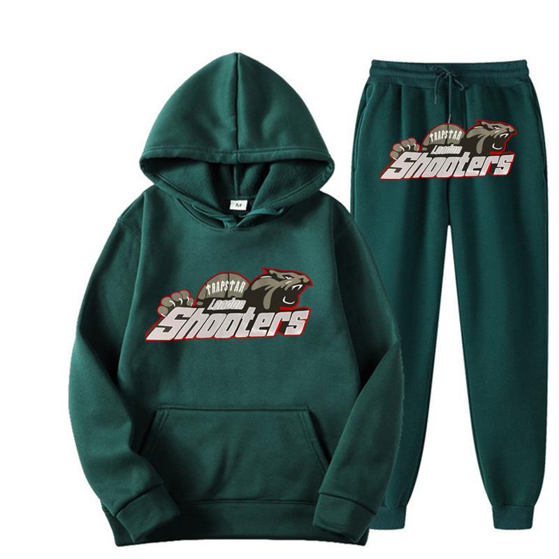New Men's and Women's Casual Sports Suit, Red and Black Tiger Head Sweater and Sweatpants Suit.