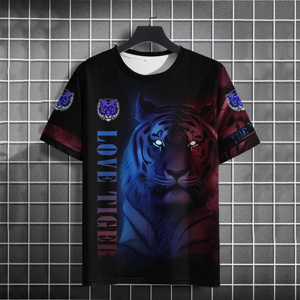 Fierce Animal 3d Print T-Shirts For Men Vintage Men's T-Shirt Summer Short Sleeve Tops Fashion Oversized Tees Men Streetwear New