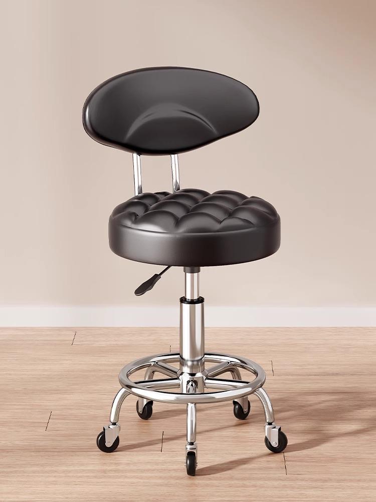Modern Minimalist Beauty Stool, Adjustable Mobile Hairdressing Chair, Comfortable Cushioned Backrest Seat, Salon Barber Stool