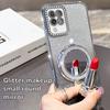 KEYSION Luxury Glitter Jewelled Magnetic Phone Case for Samsung Galaxy A22 A22S 5G A12 M12 Makeup Mirror Stand Shockproof Cover