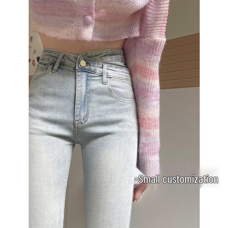 

Женские джинсы петит с высокой посадкой микроклеш - Осенний нерегулярный дизайн XS (78-88 lbs)