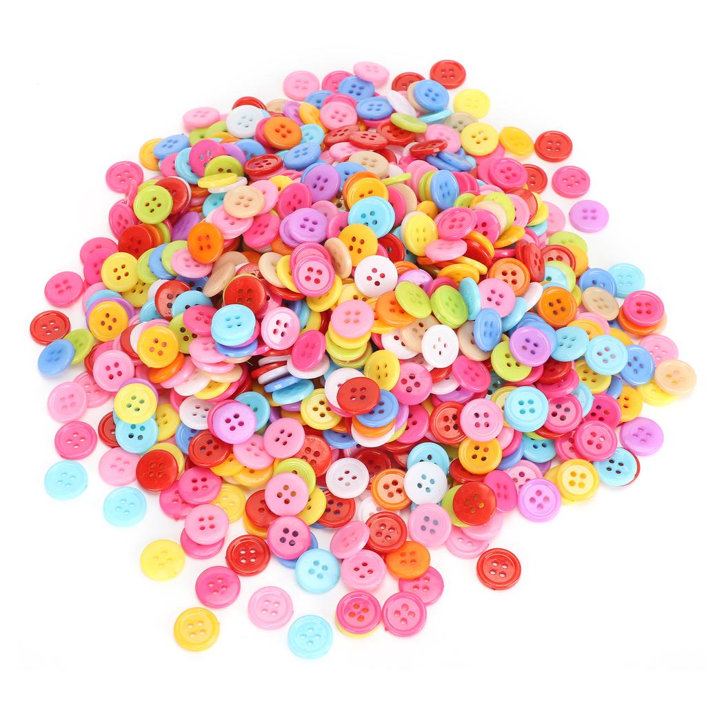 1000Pcs Mixed Color Buttons Plastic Sewing Manual DIY Clothing Accessories Hand Made Ornament(15mm )