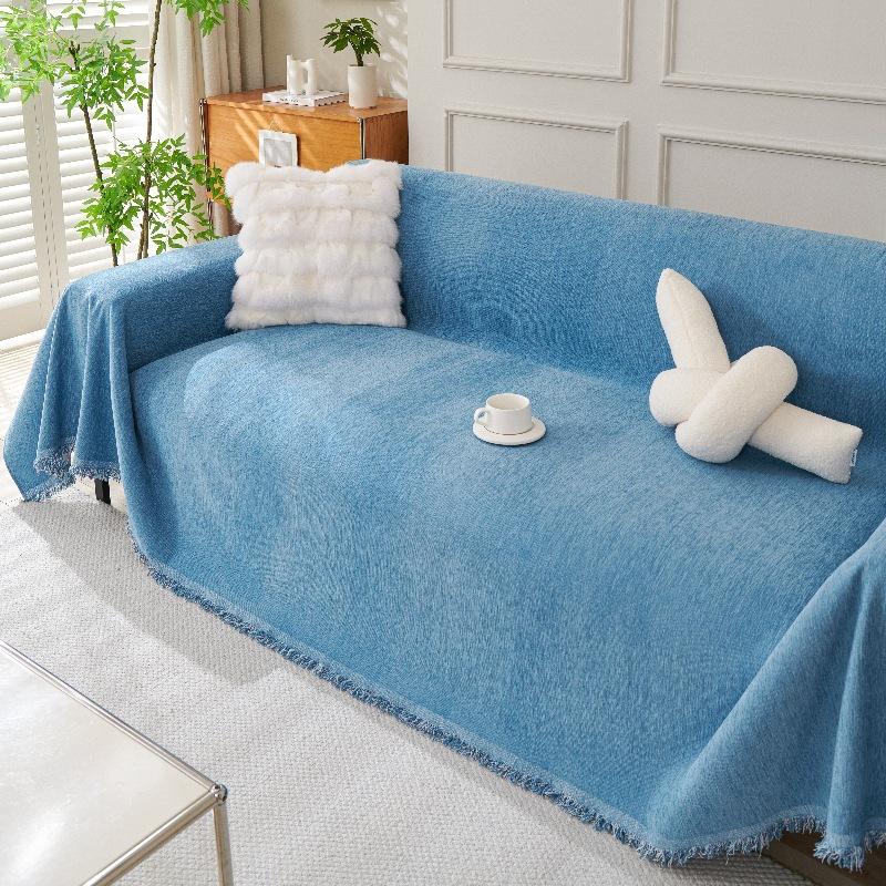 1Pc Solid Color Sofa Cover Four Seasons Universal L-Shaped Corner Blanket Wear Resistant Non Slip Couch Protector  S052