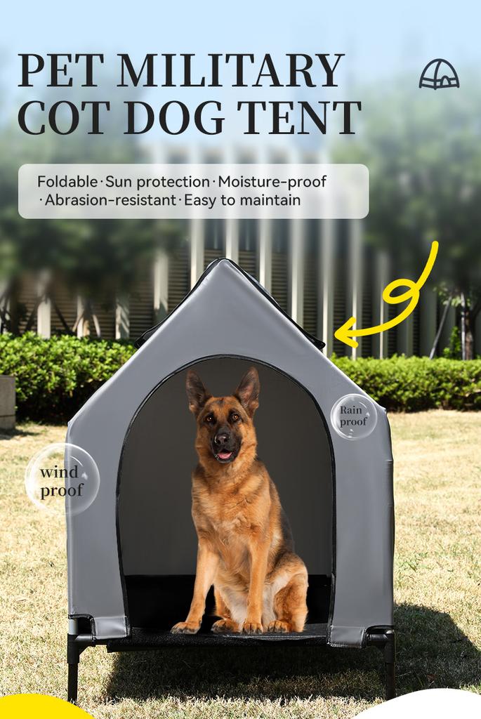 Haustier-Campingbetten Outdoor Hund Sonnenschutz mit Zelt Haustierbett Großer Hund Bissfeste Netz-Hundebett Sommer Atmungsaktiver Zwinger