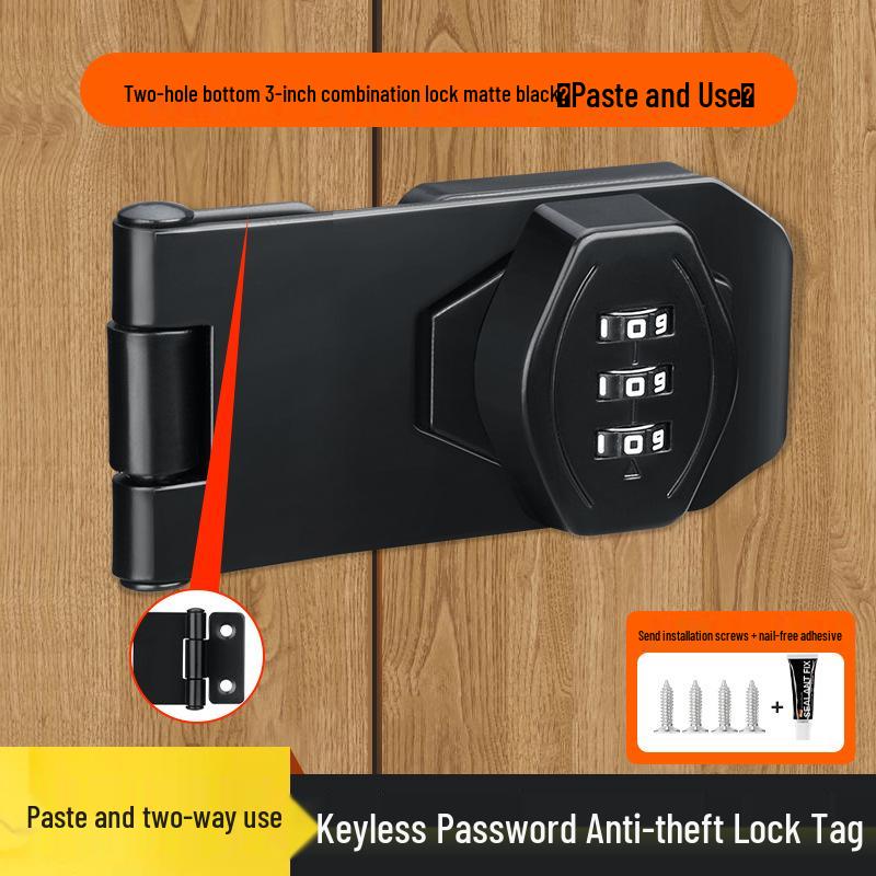 No-Drill Combination Lock for Cabinets, Drawers, and Refrigerators - Anti-Theft Double Door File Latch