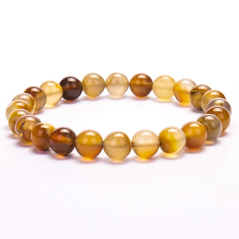 New European & American Style Cross Bracelet, 8MM Natural Stone Beaded Fashion Accessory